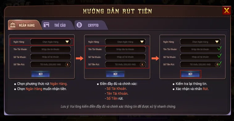 Hướng Dẫn Quy Trình Rút Tiền Qua Ngân Hàng Tại BomWin Thành Công Nhận Thưởng Siêu Tốc